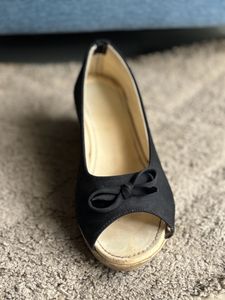 Black Peep Toe Wedges
