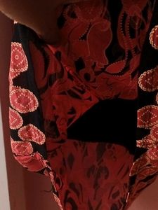 Black &amp; Red Sleeveless Top With Lace Detailing