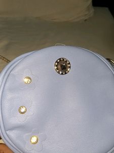 Round Shaped Light Blue Sling Bag
