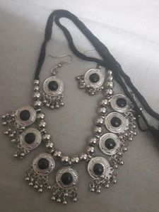 Silver Tone Statement Necklace &amp; Earring Set
