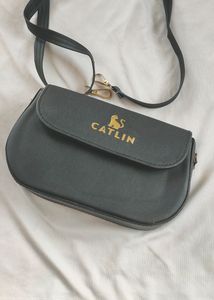 Black Leather Sling Bag