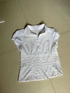 Eyelet Blouse with Peter Pan Collar