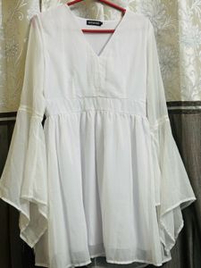 White Flowy Sleeve dress
