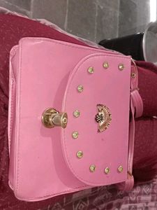 Pink Embellished Crossbody Bag