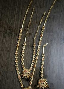 A Long Gold Plated Haram Set (3 Pieces)