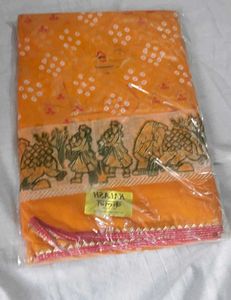 Orange Bandhani Print Saree