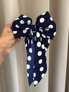 Navy Polka Dot Hair Bow