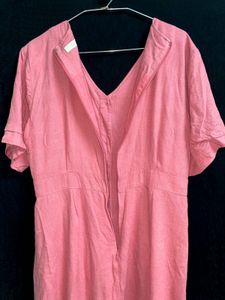 Pink Button-Down Midi Dress
