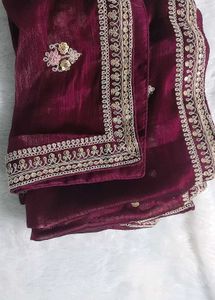 Wine  Jimmy Choo Embroidered Lehga