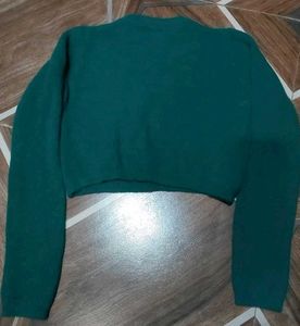Green Knit Crop Top