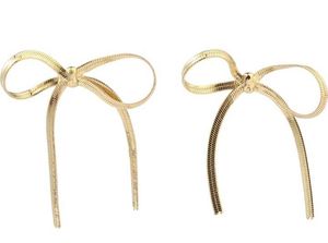 Gold Bow Drop Earrings