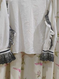 White Lace Trimmed Top