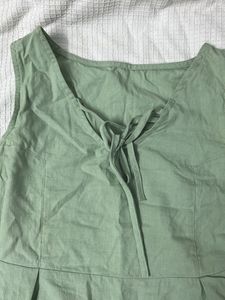 Flared Pista Green Sleeveless Top