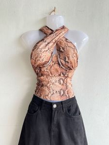 Snake Print Halter Top