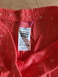 Coral Patterned Wide Leg Pants