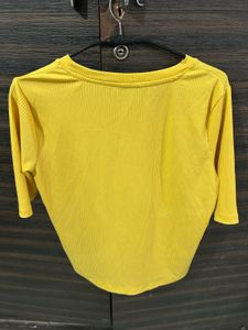 Ribbed Yellow Cropped Top