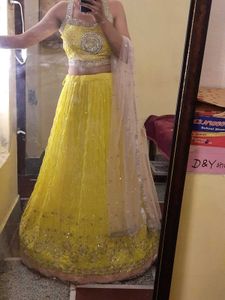 Beautiful Lime Yellow Lehenga Choli Set