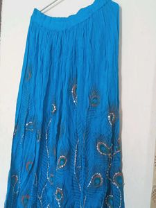 Blue Skirt With Sequence Size Free
