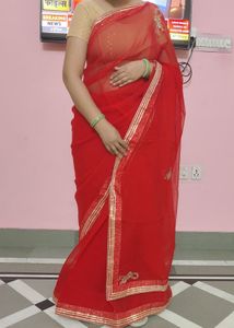 bright red saree with blouse