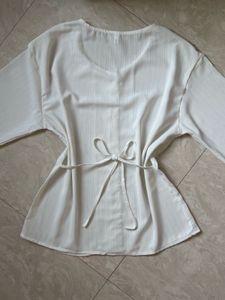 White Button Tie Top