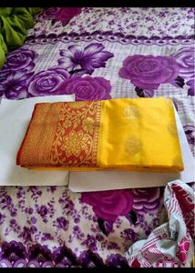 Elegant Yellow &amp; Red Saree