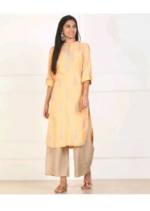 Peach Embroidered Kurta