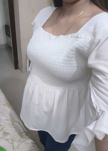 White Smocked Top