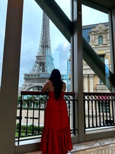 LOV Red Schiffli Detailed Cotton Tiered Dress