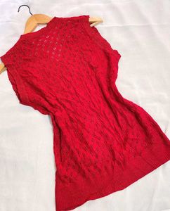 Pinterest Shinny Red Hot Crochet Vest D