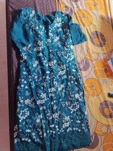 Teal Embroidered Kurti
