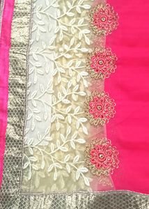 Beautiful Saree with Net Bottom Design