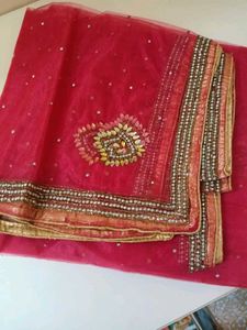 Hot Pink Beaded Dupatta
