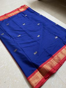 Blue silk cotton blend saree