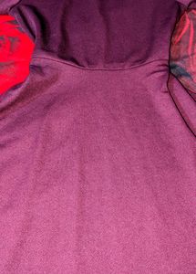 Vintage 80s Women Burgundy Dress