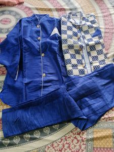 Blue & White Patterned Three-Piece Set