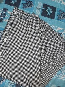 Gingham Skirt with Buttons