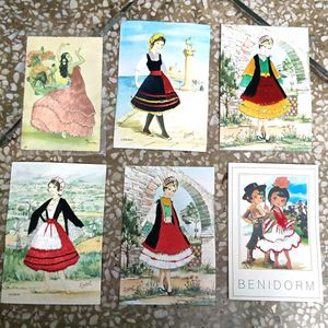Combo Of 6 Postcards All Embroidere