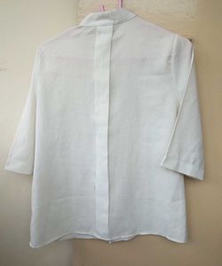 White Mandarin Collar Top
