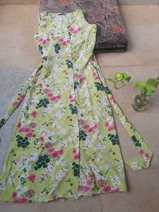 Tokyo Talkies Floral Midi Women Green A-line Dress