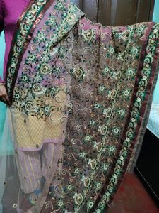 Net Sari Kundan Embroidery
