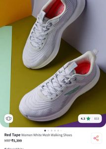 Red Tape White Mesh Walking Shoes