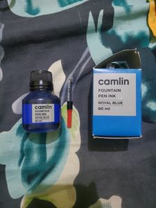 CAMLIN ROYALBLU BLUE INK POT WITH FREE INJECTOR