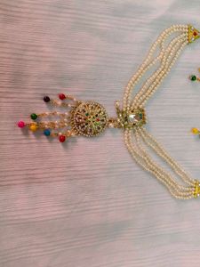 Beautiful Pearl Or White And Colourful Moti Haar.