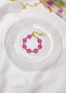 Pink Crystal Floral Bracelet
