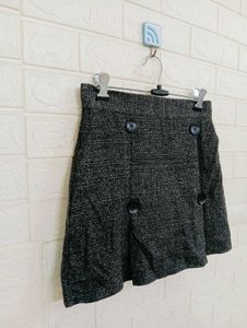 Gray Button Detail Mini Skirt