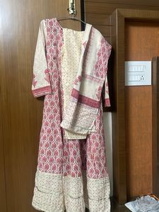 Elegant Printed Kurta With Pants And Dupatta