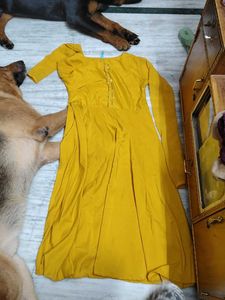 Mustard Yellow Anarkali Dress With Dupatta