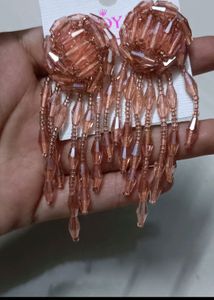 Price Drop! Peach Colour Crystal Earrings