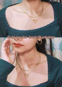 Gold Double Layer Heart Necklace