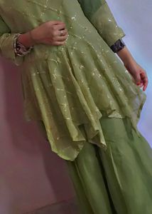 Green Ethnic Kurta &amp; Palazzos